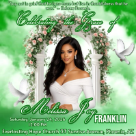 Green Maximalist Funeral Memorial Announcement Flyer Instagram Post template