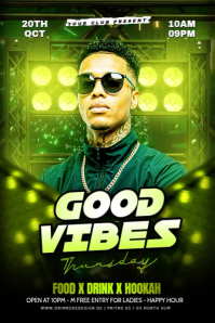 Green Maximalist Good Vibes Party Banner 4' × 6' template