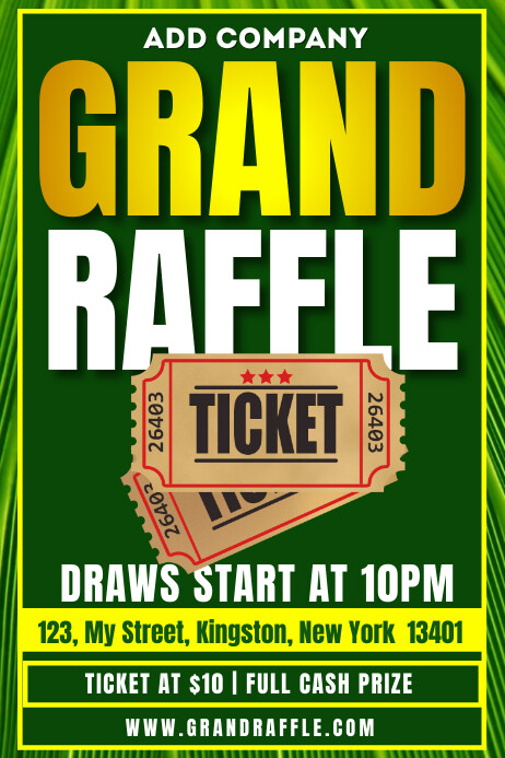 Green Maximalist Grand Raffle Ticket Banner 4 | PosterMyWall