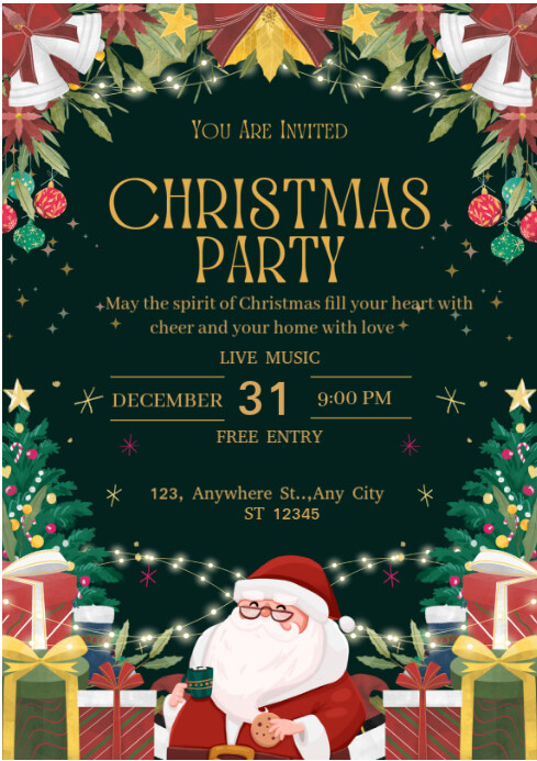 Copy of Green Maximalist Green And Red Christmas Party Template A4 ...