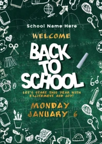 Green Maximalist Green And White Back To School A5 template