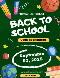 Green Maximalist Green And Yellow Organic And Handcrafted Announcements Elementary Back To School Fl Flyer (US Letter) template