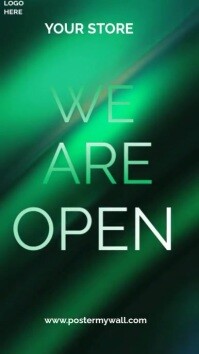 Green Maximalist Green Black And White We Are Open Video Design Template  Digital Display (9:16)