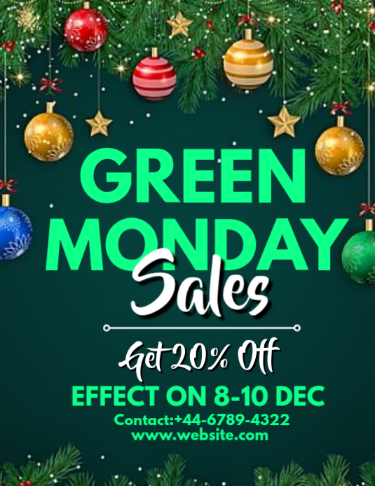 Green Maximalist Green Monday Flyer (us Letter) Template | PosterMyWall