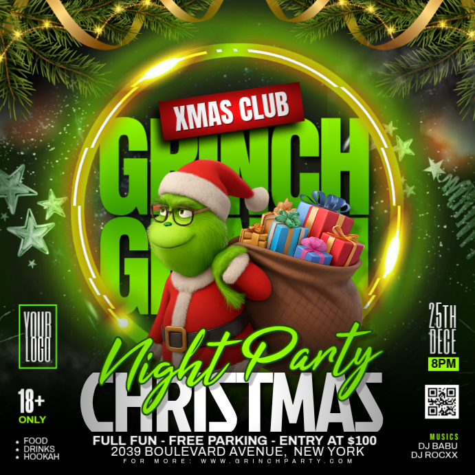 Plantilla de Green Maximalist Grinchmas Party Instagram Post | PosterMyWall