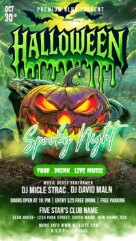 Green Maximalist Halloween Horror Night Flyer Instagram Story template