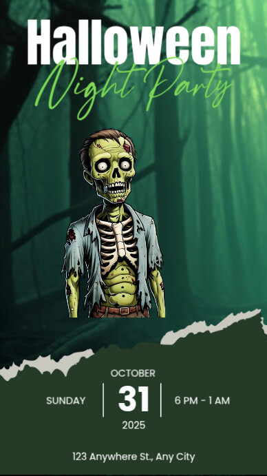 Green Maximalist Halloween Night Party Instagram Story Template ...