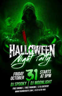 Green Maximalist Halloween Night Party  Tabloid template