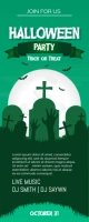 Green Maximalist Halloween Vertical Banner With Zombie Hand Illustration Roll Up Banner 2' × 5' template