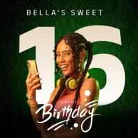 Green Sweet 16 Birthday Iphosti le-Instagram Template