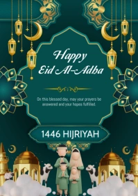 Green Maximalist Happy Eid Al-adha A4 template