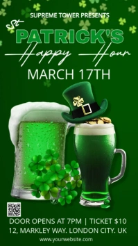 Green Maximalist Happy Hour  Digital Display (9:16) template