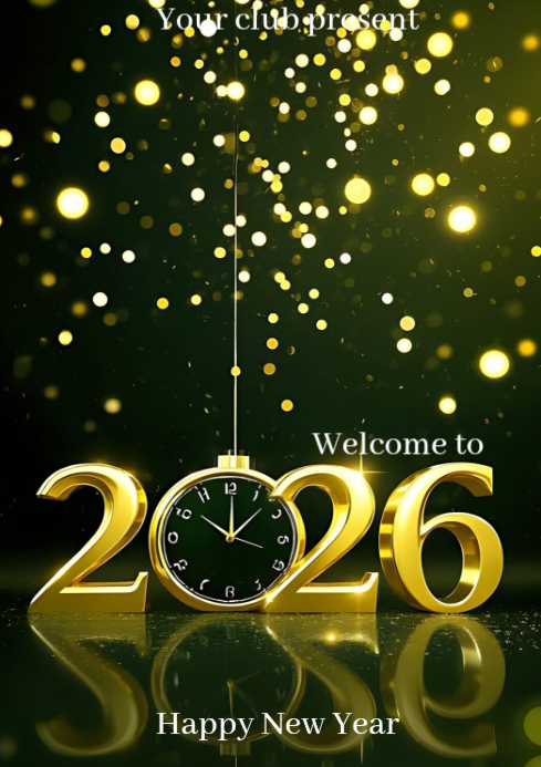 Green Maximalist Happy New Year 2026 A4 Template | PosterMyWall