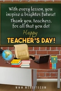 Green Maximalist Happy Teacher's Day Poster template