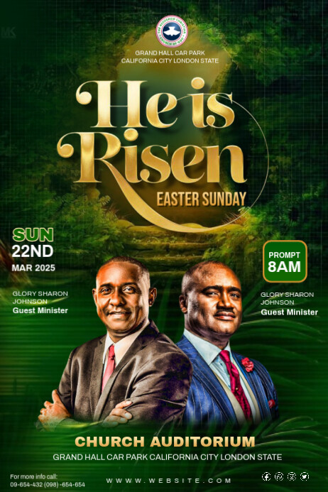 Copy of Green Maximalist He Is Risen Invitation Templates Design Poster ...