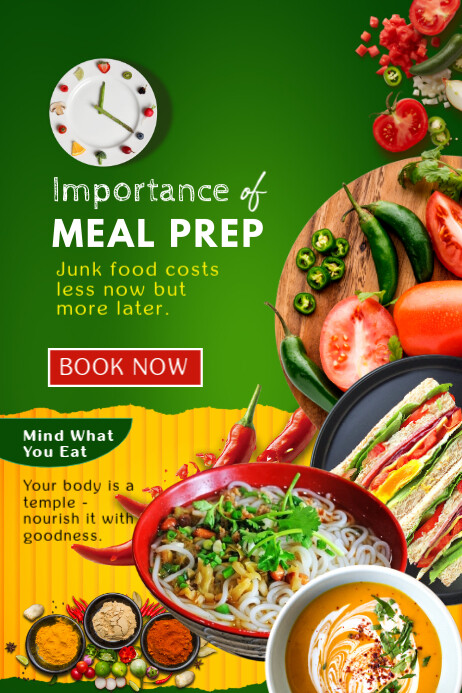 Green Maximalist Healthy Eating Meal Prep  Poster Plakkaat template