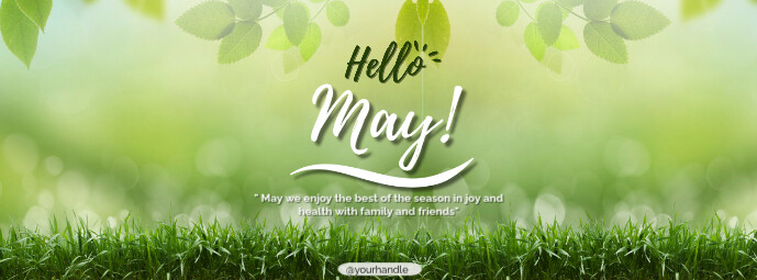 Green Maximalist Hello May Best Wishes Facebook Cover Photo template