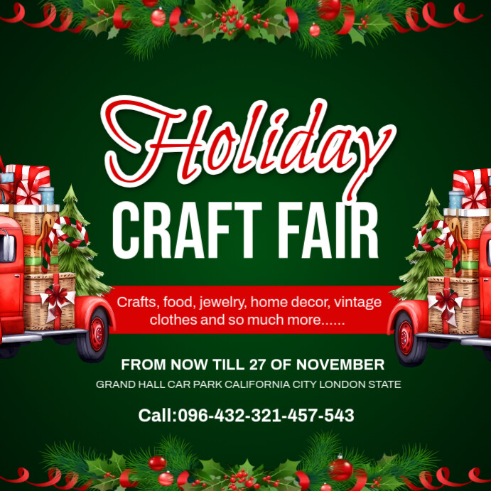 Green Maximalist Holiday Craft Fair Template Design Instagram Post