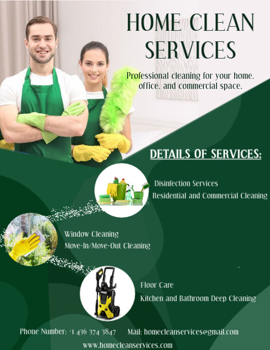 Green Maximalist Home Cleane Services Flyer Template Flyer (us Letter)