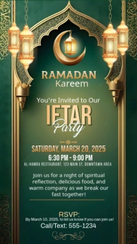 Green Maximalist Iftar Party Invitation Instagram Story template