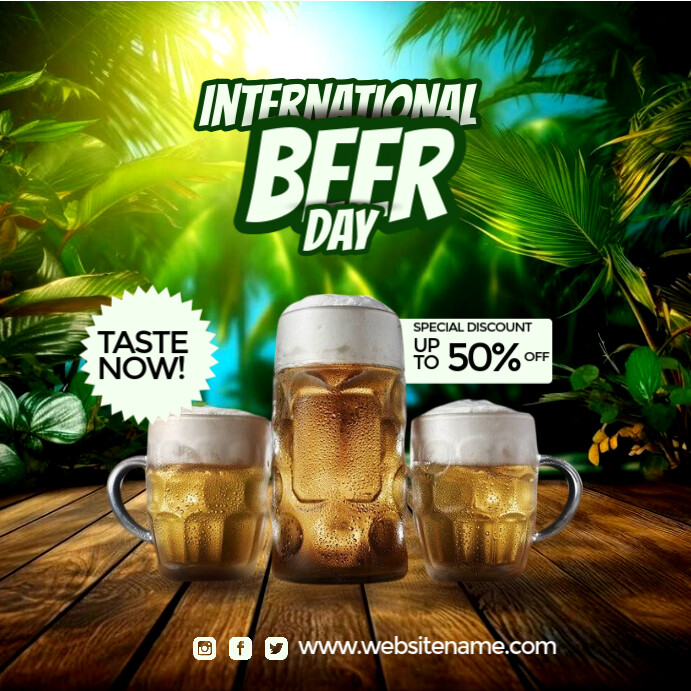 Green Maximalist International Beer Day Flyer  Instagram Post template