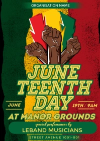 Green Maximalist Juneteenth Day  Flyer A3 template