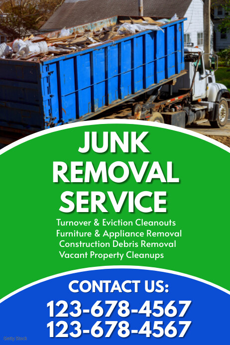 Green Maximalist Junk Removal Poster Template | PosterMyWall
