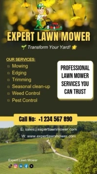 Green Maximalist Lawn Mower Video Ad Instagram Story Instagram-Story template