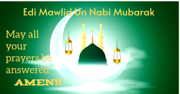 Green Maximalist Mawlid Un Nabi Starts Facebo Isithombe Esabiwe ku-Facebook template