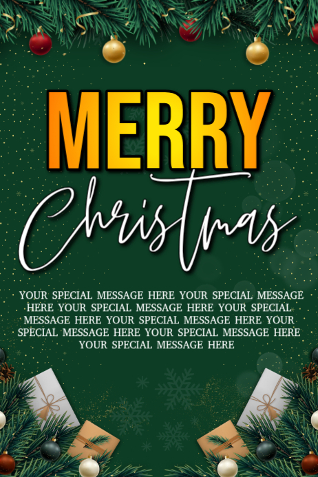 Green Maximalist Merry Christmas Banner 4' × 6' Template | PosterMyWall