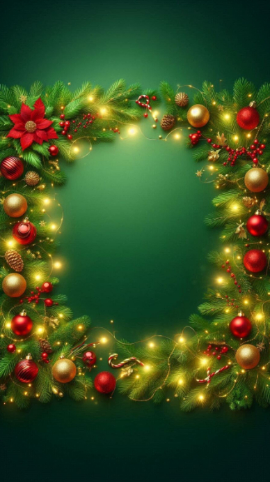 Green Maximalist Merry Christmas Card Background Digital Display (9:16 ...