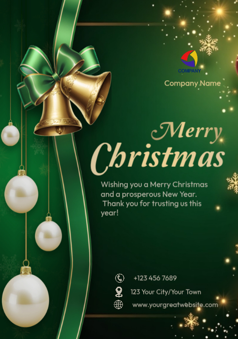 Copy of Green Maximalist Merry Christmas Card Design A5 | PosterMyWall