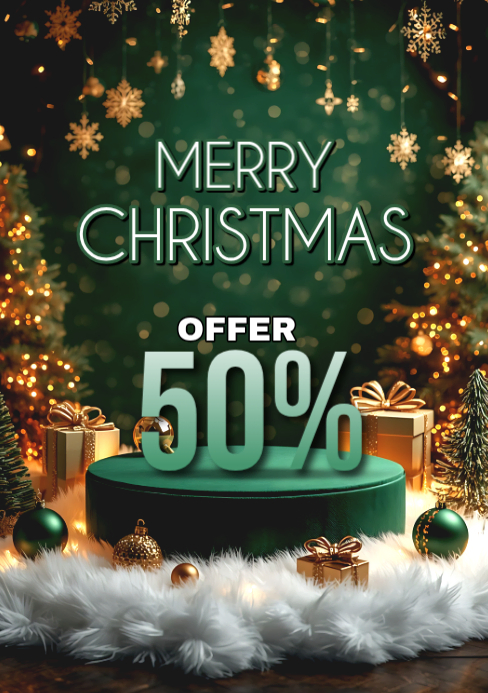 Plantilla de Green Maximalist Merry Christmas Card Design A5 | PosterMyWall