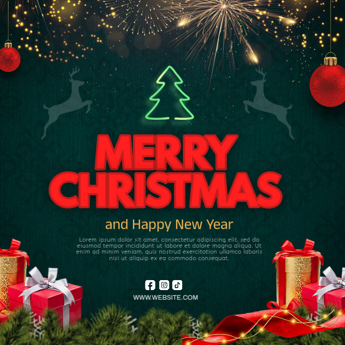 Green Maximalist Merry Christmas Card With A Christmas Instagram Post ...