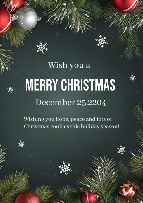Green Maximalist Merry Christmas Day Celebration A4 Template | PosterMyWall