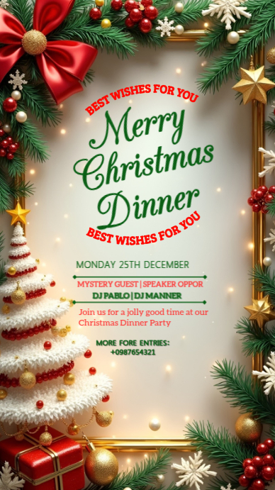 Green Maximalist Merry Christmas Dinner Instagram Story Template ...