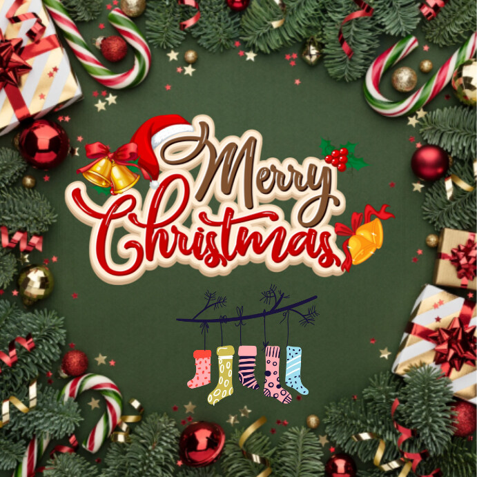 Plantilla de Green Maximalist Merry Christmas Greeting Instagram Post ...