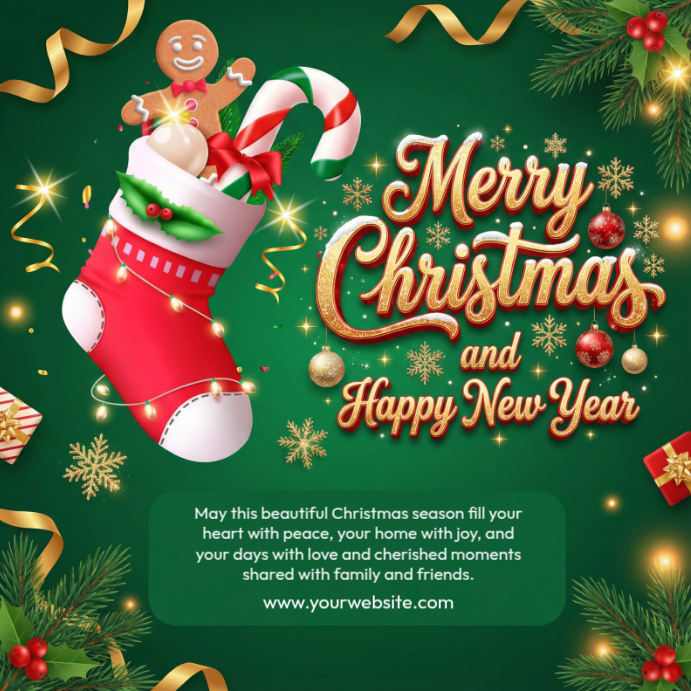 Green Maximalist Merry Christmas Instagram Post Template | PosterMyWall