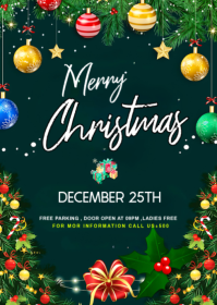 Green Maximalist Merry Christmas Party A6 template