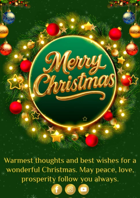 Green Maximalist Merry Christmas Wishes A6 Template | PosterMyWall