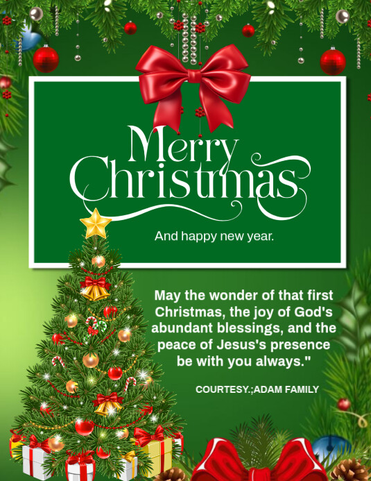 Green Maximalist Merry Christmas Wishes Template Flyer (us Letter ...