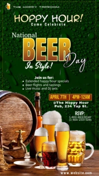 Green Maximalist National Beer Day Digital Display (9:16) template