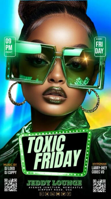 Green Maximalist Neon Glow Tgif Club Party Template Digital Display (9:16)