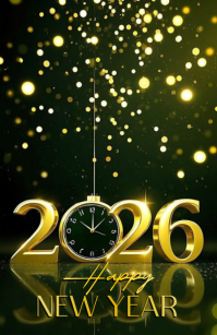 Green Maximalist New Year Half Page Wide template