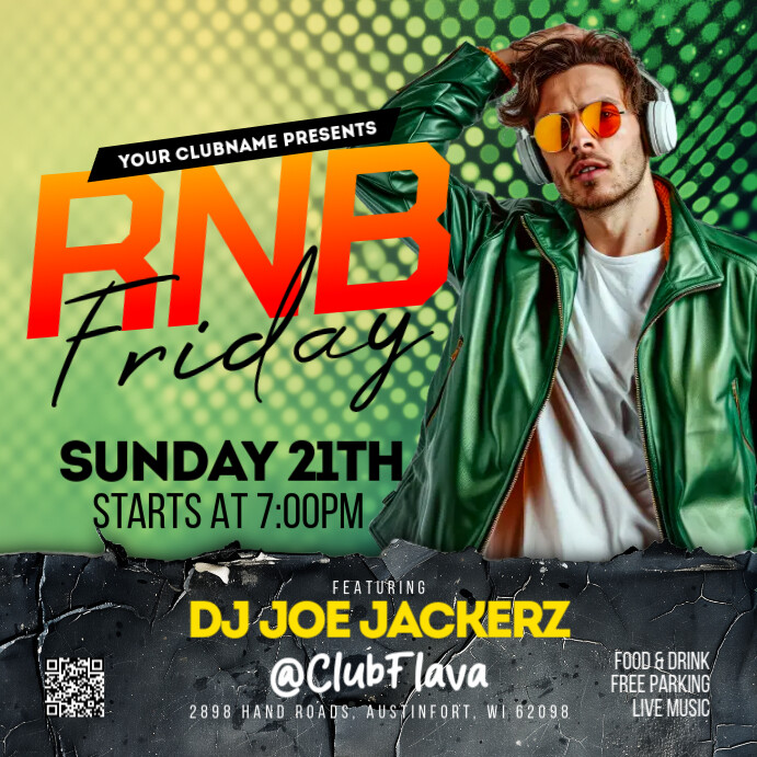 Green Maximalist Night Club Instagram Post Template PosterMyWall