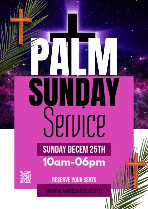 Green Maximalist Palm Sunday Service Template A6