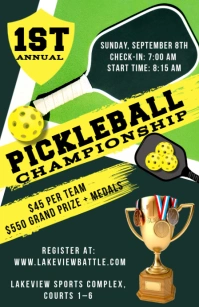 Green Maximalist Pickleball Tournament Flyer  Tabloid Tabloide template