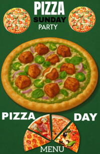 Green Maximalist Pizz Day Tabloid template