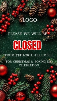 Green Maximalist Please We Will Be Closed For Christmas  Digital Display (9:16) template