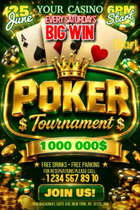 Green Maximalist Poker Tournament Banner 4' × 6' Video template